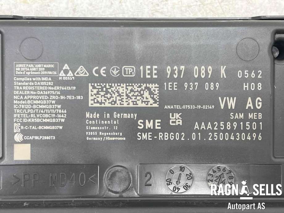 Styreenhet comfort (BCM) til VW ID.7 2023-->>  (CONTINENTAL|1EE 937 089 K|1EE 937 089|AAA25891501)