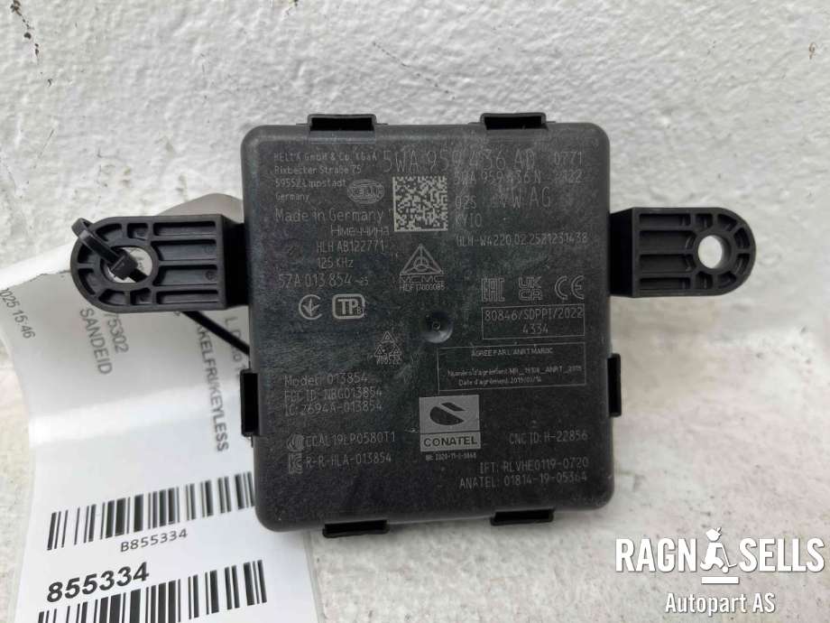 Styreenhet nøkkelfri/keyless til VW ID.7 2023-->>  (HELLA|5WA 959 436 AD|5WA 959 436 N|5ZA013854-25)