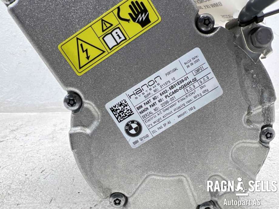 Aircondition kompressor elbil til BMW iX1 2023-->> (U11) (U11) (64 52 5 B31 E59|64525A2D734|64525A206E9|64525A45A24|64525A63640|64525A69FB9|64525A84970|64525B31E59|)