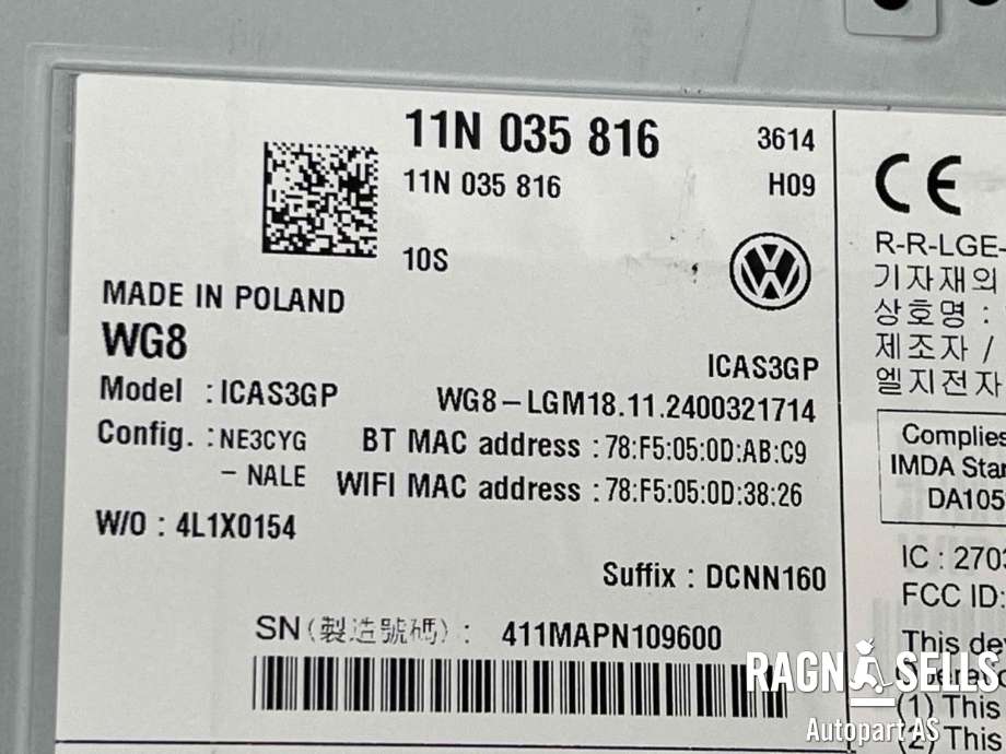 Bilstereo til Ford Capri 2024-->>  (VWR2KA-14G670-EA|11N 035 816|2708900)