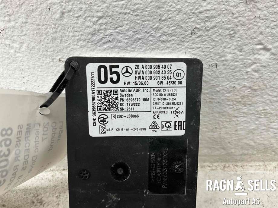 Sensor radar til Mercedes B-Klasse, electric drive 2014-2018 (W242) (W242) (A 000 905 49 07|)