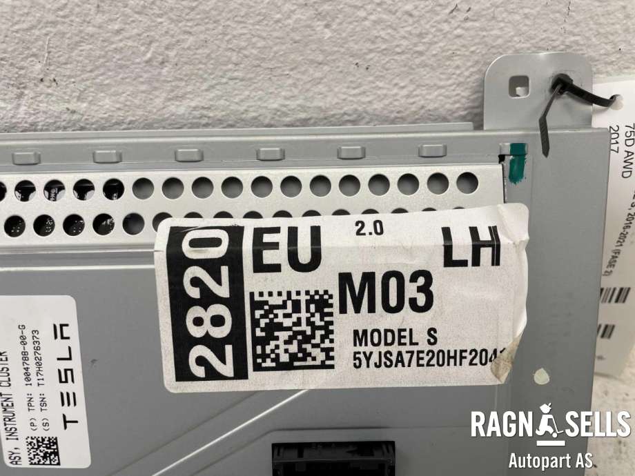 Speedometer til Tesla Model S 2016-2021 (Fase 2)  (1004788-00-G||1004788-00-F|1039357-00-F|1004788-00-H|1039357-00-G|1039357-00-H)