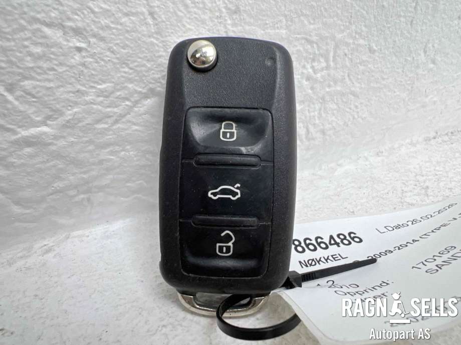 Nøkkel til VW Polo 2009-2014 (Type V, Fase 1) (5K0 837 202 Q|)