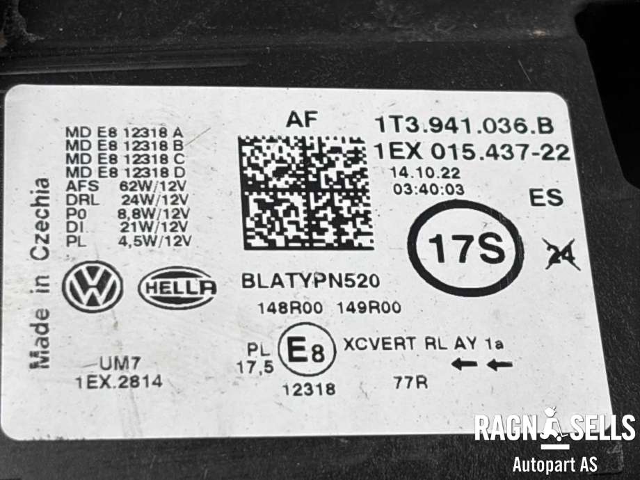 Frontlykt høyre full-LED til VW ID.BUZZ 2022-->> (1T3 941 078|)