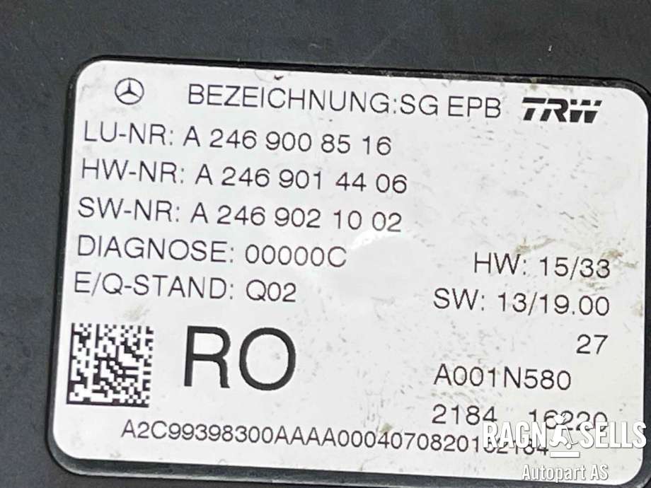 Styreenhet elektrisk parkbrems (EPB - Electric Parking Brake) til Mercedes A-Klasse 2012-2018 (W176) (W176) (A 246 900 85 16|A2469014406|A2469021002)
