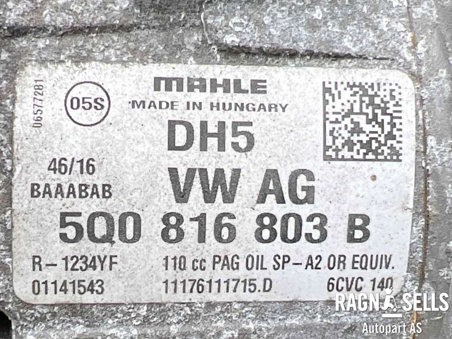 Aircondition kompressor til Škoda Octavia 2017-2020 (Type III, Fase 2) (MAHLE|5Q0 816 803|1K0820808A|1K0820808AX|1K0820859H|1K0820859J|1K0820859N|1K0820859P|1K0820859T|1K0820859TX|5K0820803|5K0820803C|5K0820803CX|5K0820803E)