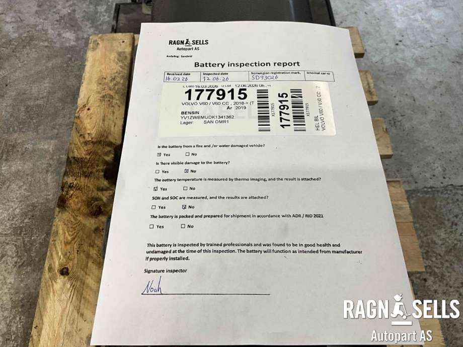 Batteripakke hybrid til Volvo V60 / V60 CC 2018-->> (Type II)  (32144035|)