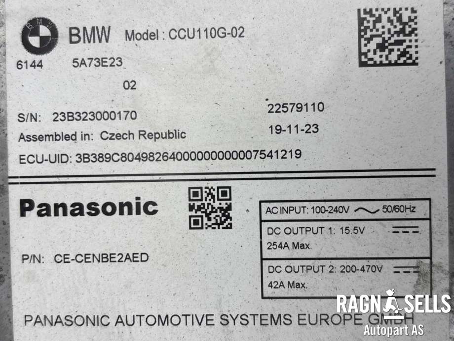 Batterilader (OBC - On Board Charger) til BMW iX3 2021-->> (PANASONIC|61 44 5 A73 E23||61 44 5 A93 367|61 44 5 B68 411)