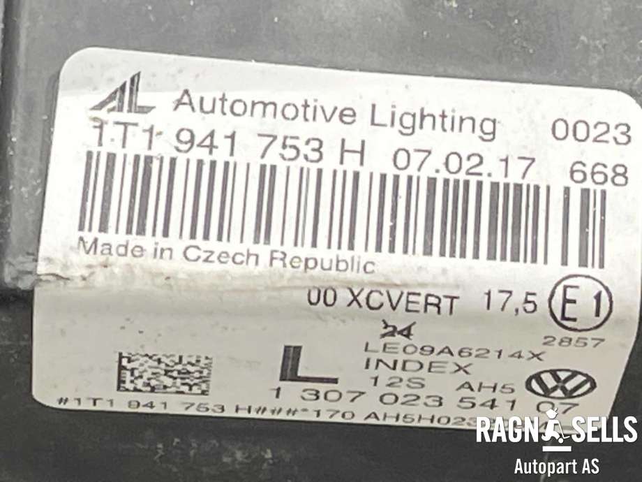 Frontlykt venstre xenon til VW Touran 2010-2015 (Type I, Fase 3) (1T1 941 753 H|)
