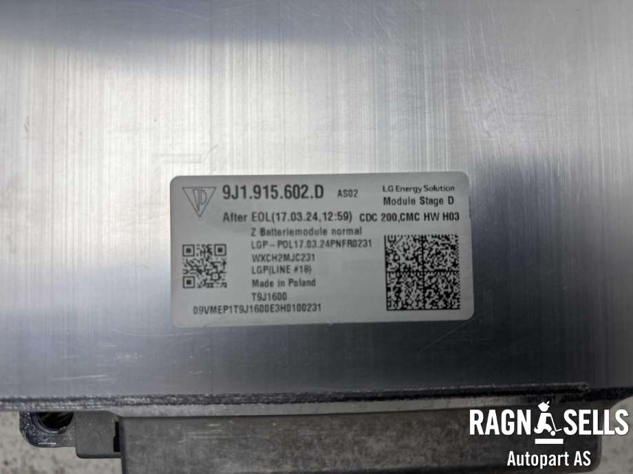 Batteripakke-modul elbil til Porsche Taycan 2019-->> (9J1 915 602 D|9J1 915 602 G|12E010849G)