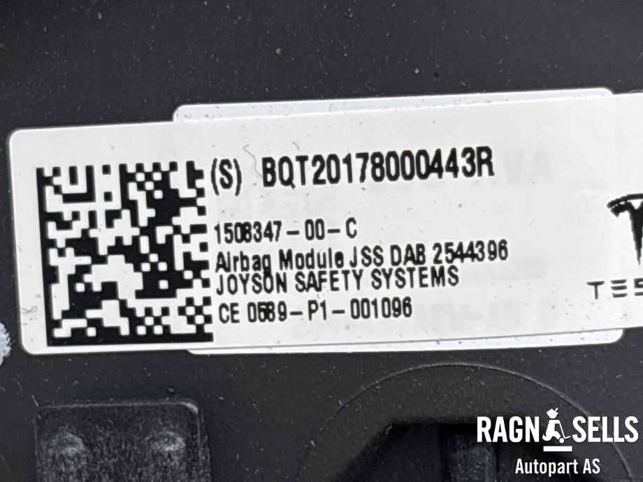 Airbag ratt til Tesla Model 3 2018-2023 (Fase 1) (1508347-00-C||BQT2017800443R)