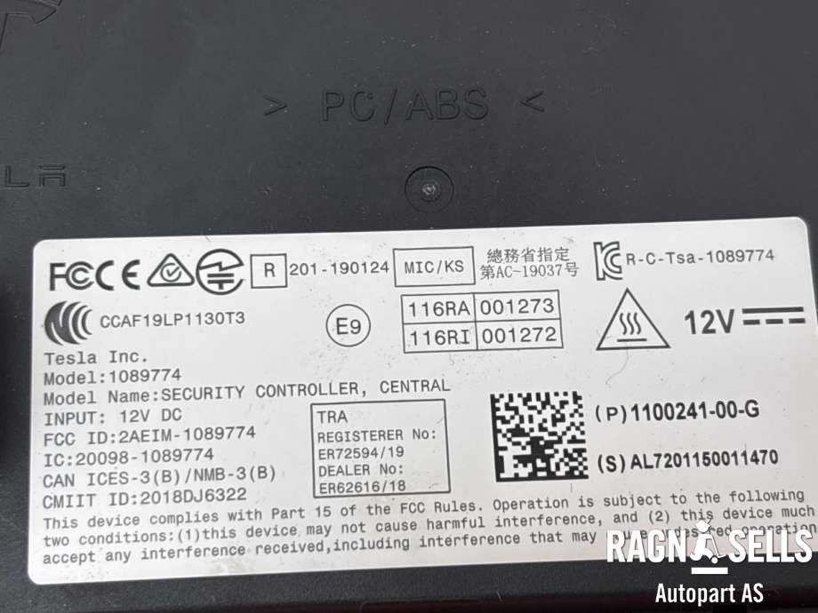 Styreenhet diverse til Tesla Model 3 2018-2023 (Fase 1)  (N/A||1100241-00-G)