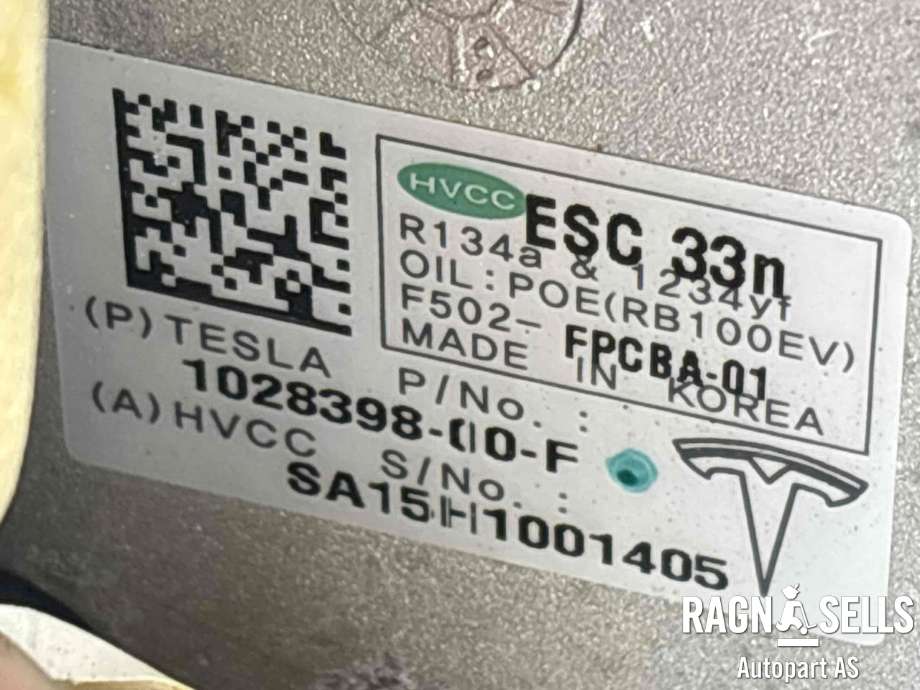 Aircondition kompressor elbil til Tesla Model S 2013-2016 (Fase 1)  (1028398-00-F||20150625895|TESLA0211|SA15H1001405)