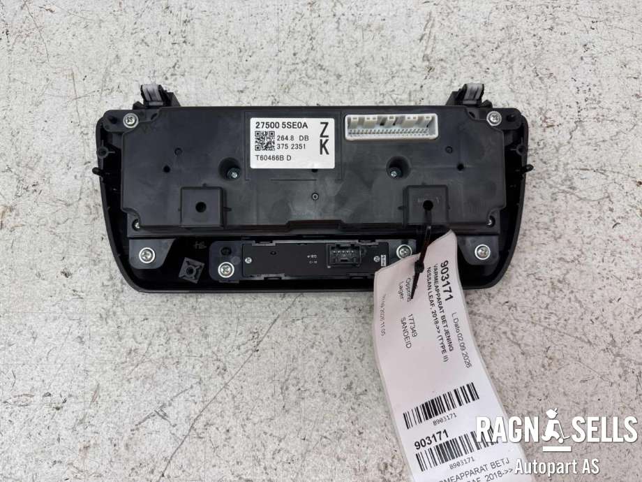 Varmeapparat betjening til Nissan Leaf 2018-->> (Type II)  (275005SE0B|275005SE0A|T60466BD|)