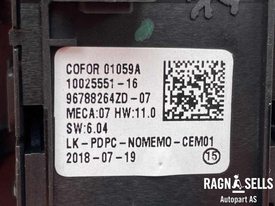 Bryter ruteheis førerdørspanel til Citroën Berlingo 2019-->> (Type III) (96 788 264 ZD|)