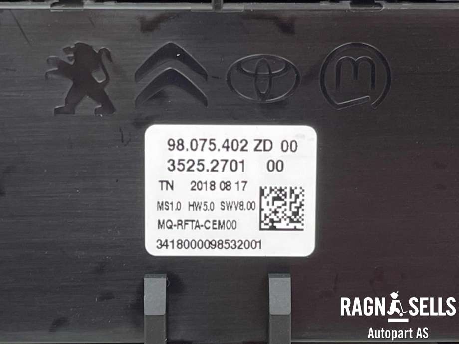 Varmeapparat betjening til Citroën Berlingo 2019-->> (Type III)  (98 075 402 ZD|98 340 419 ZD|98 075 402 ZD00|35252701|3525270100|)