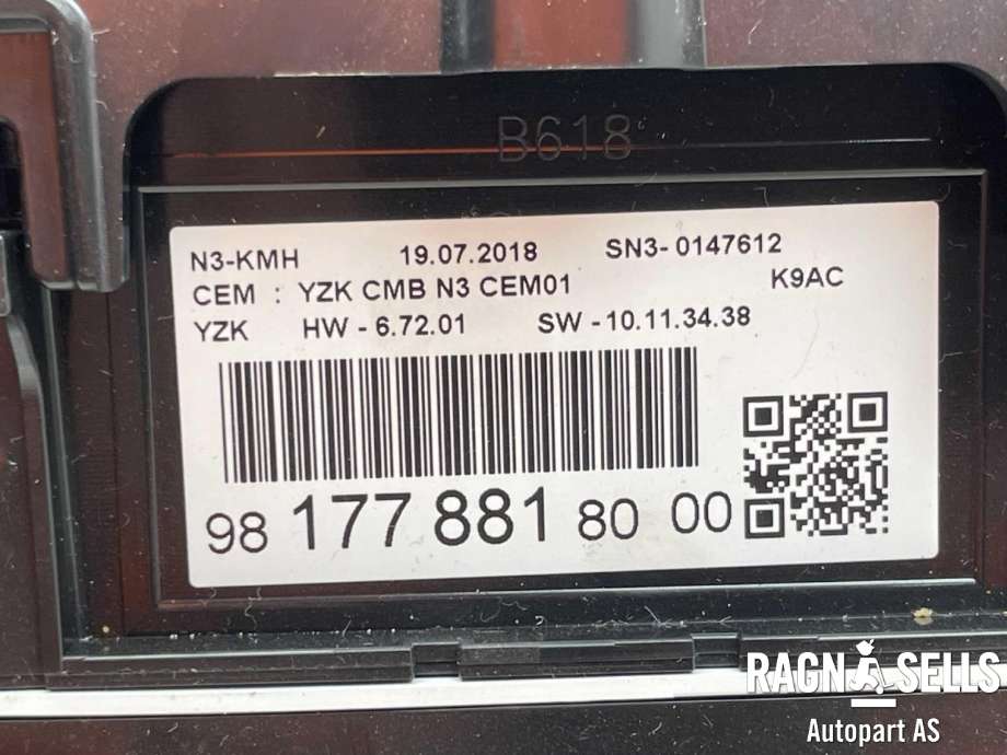 Instrumentpanel til Citroën Berlingo 2019-->> (Type III) (98 177 881 80|98 177 881 8000|98 380 936 80|)