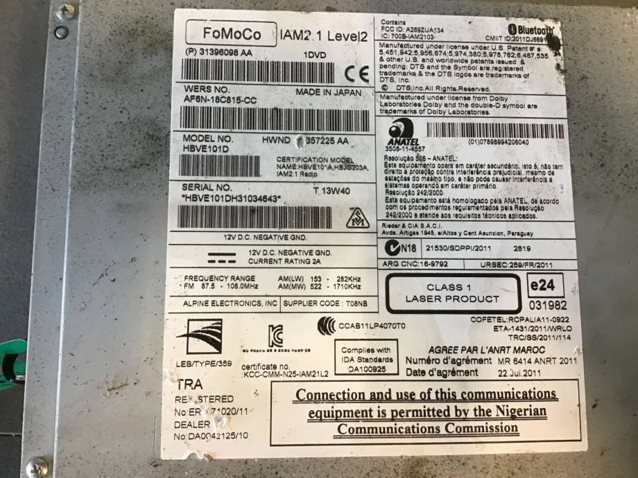 Bilstereo til Volvo V40 2012-2019  (VOLVO|36001114|)