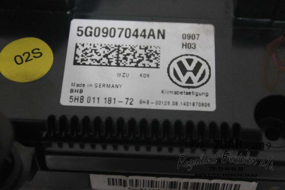 Varmeapparat betjening til VW Golf VII 2012-2017 (Fase 1) (VOLKSWAGEN|5G0 907 044 BD|)