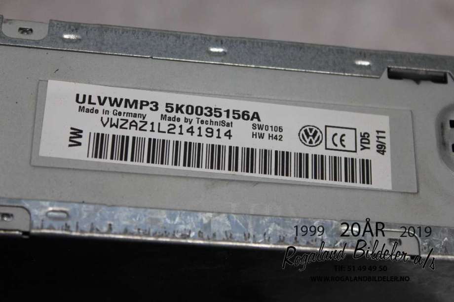 Bilstereo til VW Caddy 2010-2015 (Type III, Fase 2)  (VOLKSWAGEN|5K0 057 156 A|)