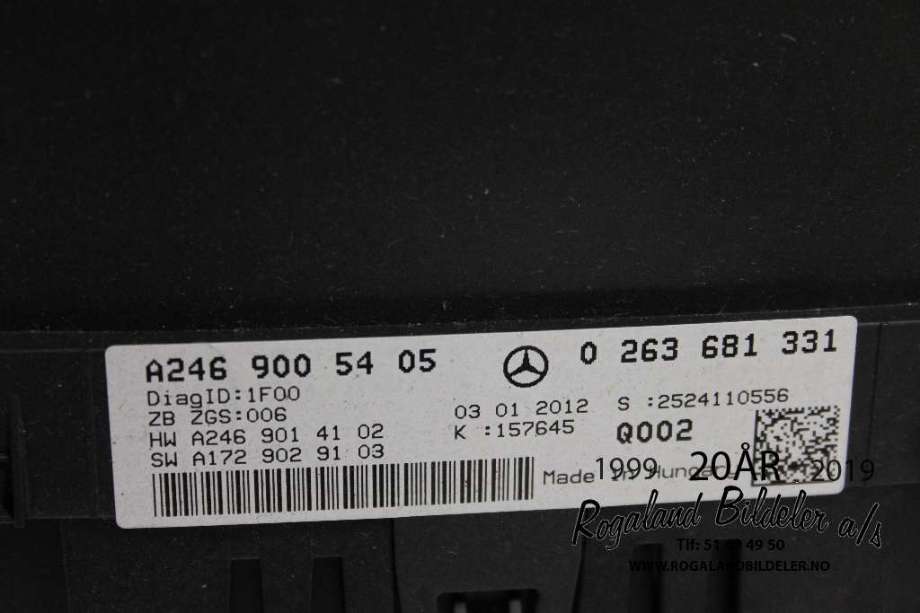 Instrumentpanel til Mercedes B-Klasse 2011-2018 (W246) (W246) (MERCEDES|A 246 900 54 05|)