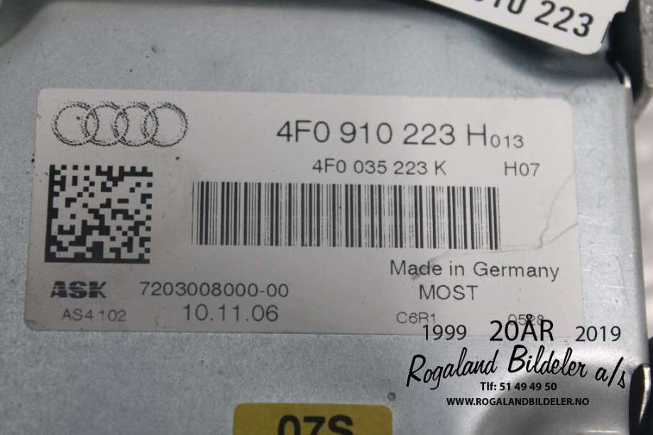 Bilstereo forsterker til Audi A6 2005-2008 (Type III, Fase 1) (C6) (C6) (AUDI|4F0 035 223 N|4F0 910 223 E|4F0910223H)