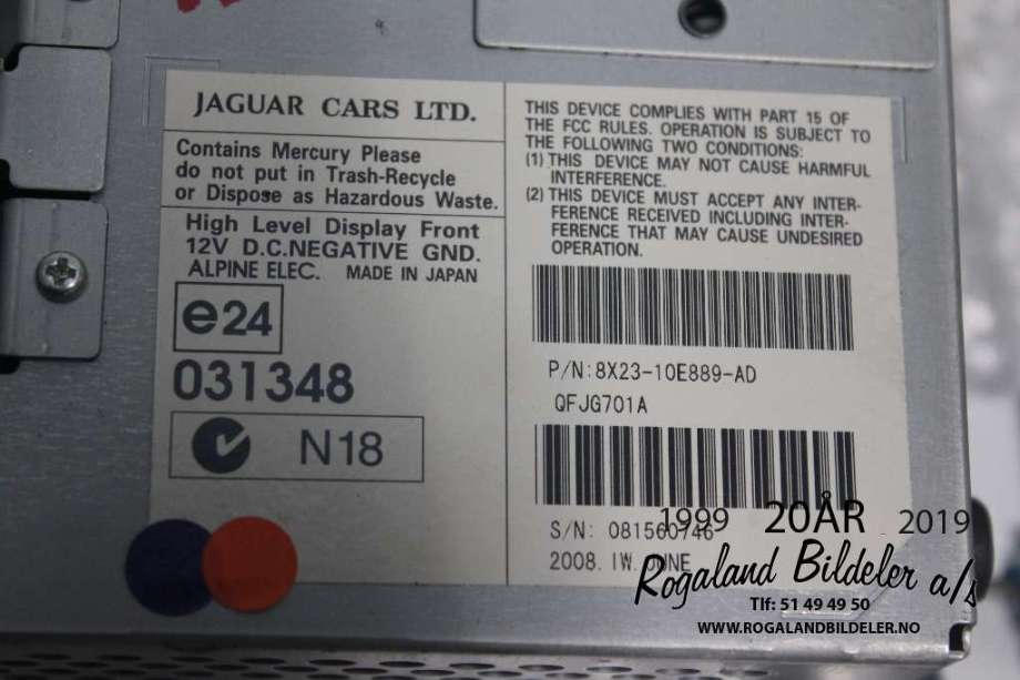 Multimedia display (MCU - Media Controller Unit) til Jaguar XF 2008-2015 (X250) (X250) (JAGUAR|C2Z11734|8X2310E889AE|C2Z11358)