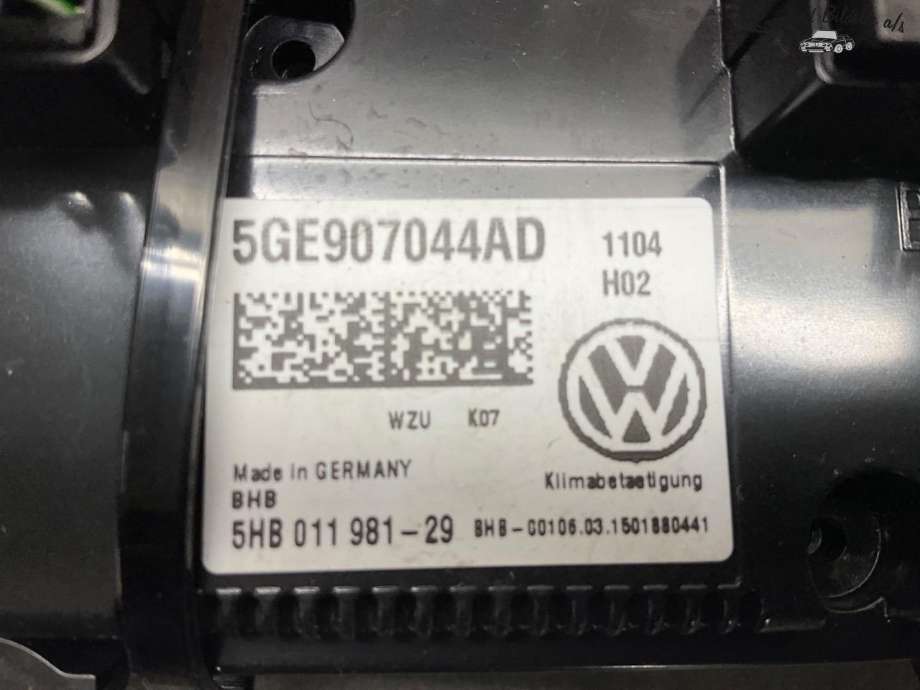 Varmeapparat betjening til VW e-Golf 2014-2017 (Fase 1)  (VOLKSWAGEN|5GE 907 044 AD)
