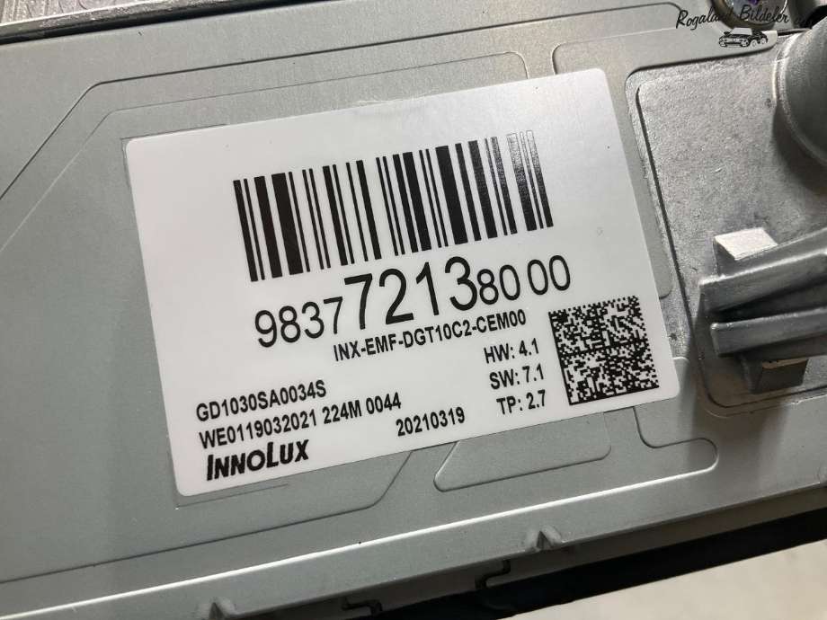 Multimedia display (MCU - Media Controller Unit) til Opel Mokka E 2020-->> (Type II)  (OPEL|9837721380|)