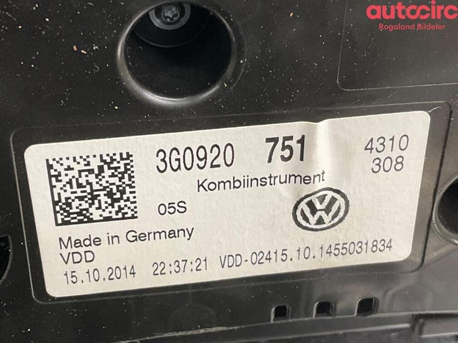 Instrumentpanel til VW Passat 2015-2019 (Fase 1) (B8) (B8) (VOLKSWAGEN|3G0 920 751)