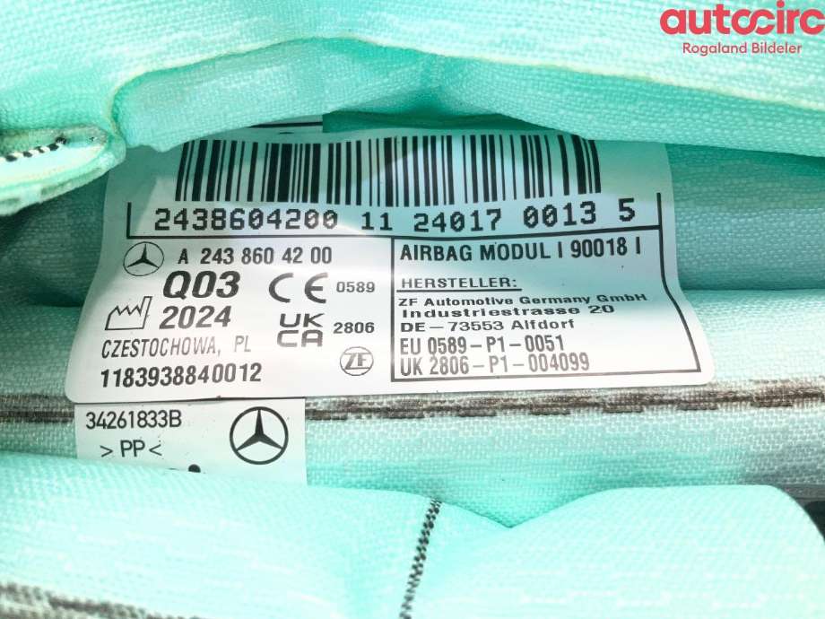 Airbag gardin høyre til Mercedes EQB 2022-->> (MERCEDES|A 243 860 42 00)