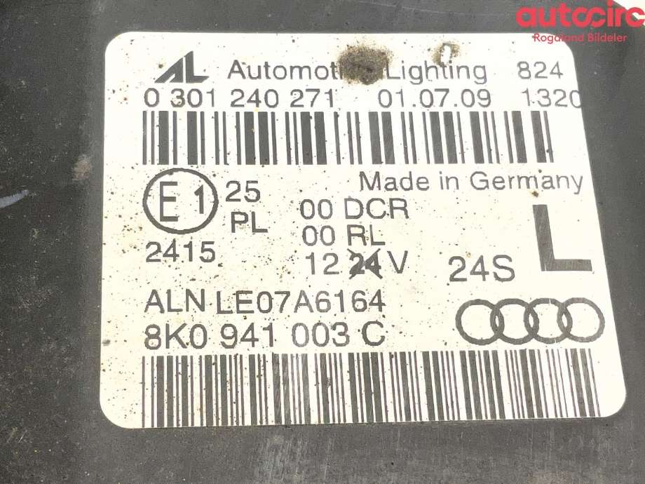 Frontlykt venstre halogen til Audi A4 2007-2014 (Type IV) (B8) (B8) (AUDI|8K0 941 029 AJ)
