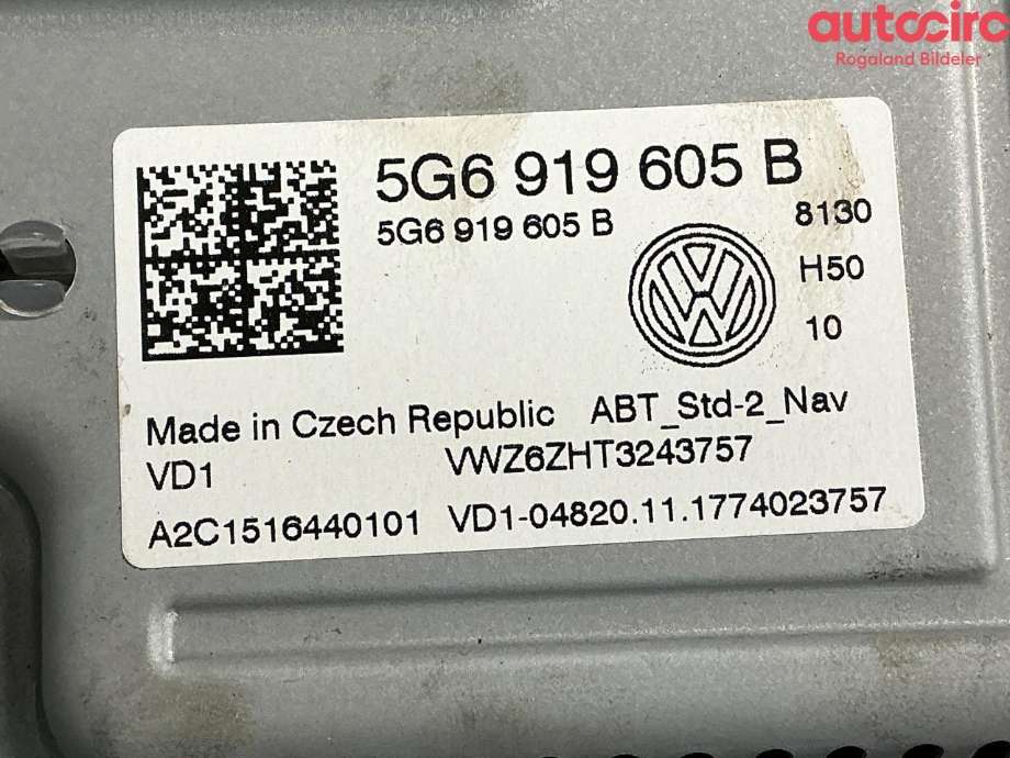 Multimedia display (MCU - Media Controller Unit) til VW Tiguan 2016-2020 (Type II, Fase 1)  (VOLKSWAGEN|5NN 919 605 B|5G6 919 605 B)