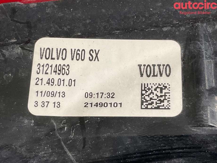 Baklykt venstre til Volvo V60/V60 CC 2013-2018 (Type I, Fase 2)  (VOLVO|31395928)