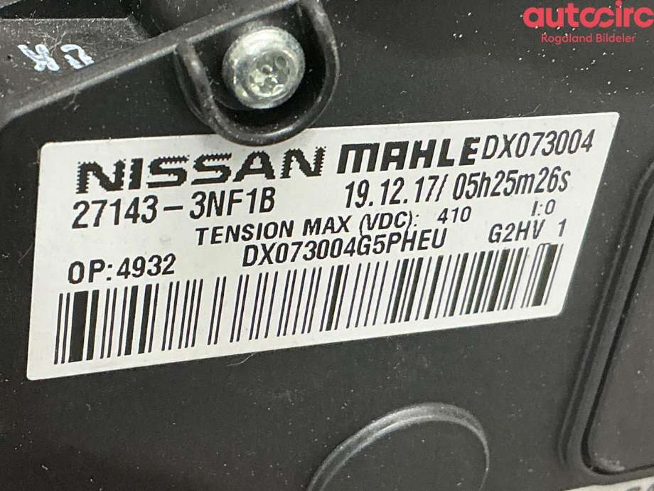 Varmeapparat register til Nissan Leaf 2018-->> (Type II)  (NISSAN|271433NF1B)