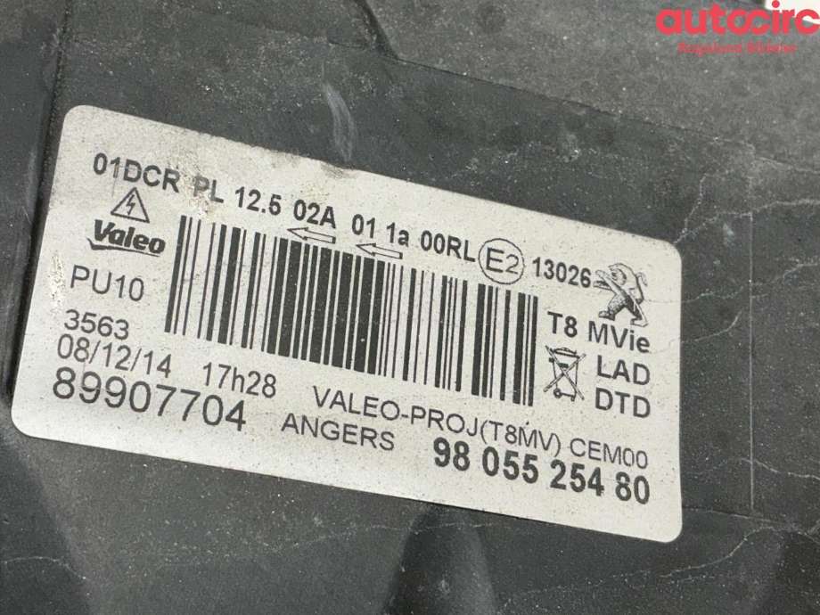 Frontlykt høyre xenon til Peugeot 3008 2009-2016 (Type I) (PEUGEOT|98 055 254 80)