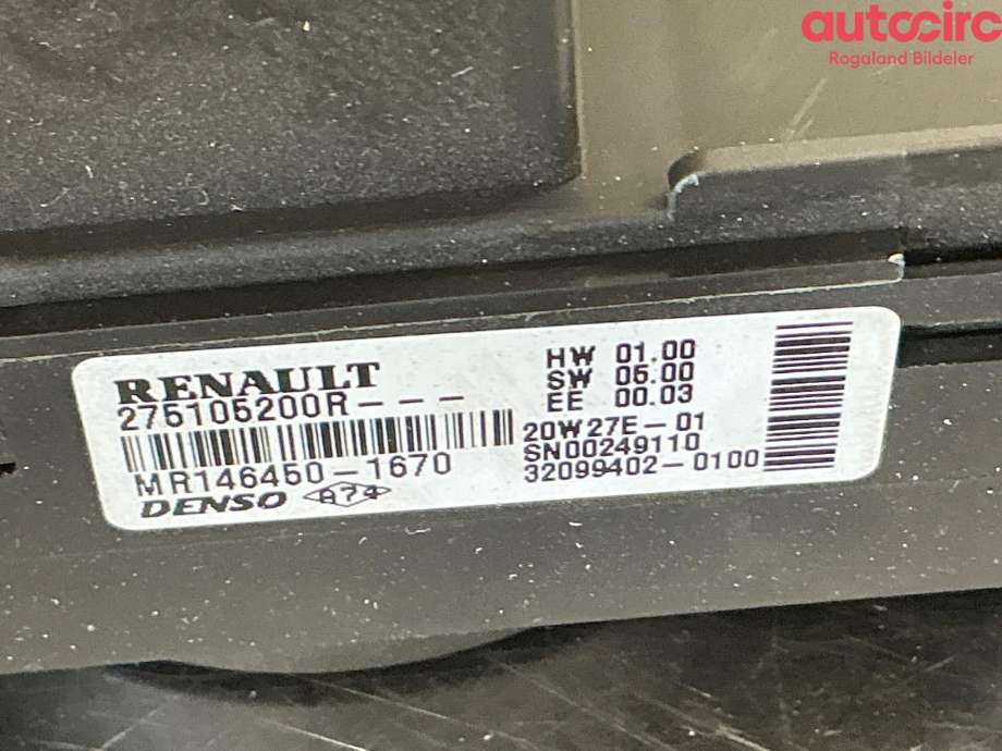 Varmeapparat betjening til Renault Master 2014-->> (Type III, Fase 2)  (RENAULT|275105200R)