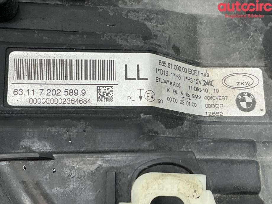 Frontlykt venstre xenon til BMW 3-Serie 2005-2011 (E90/E91/E92/E93) (E90/E91/E92/E93) (BMW|63 11 7 240 263|)