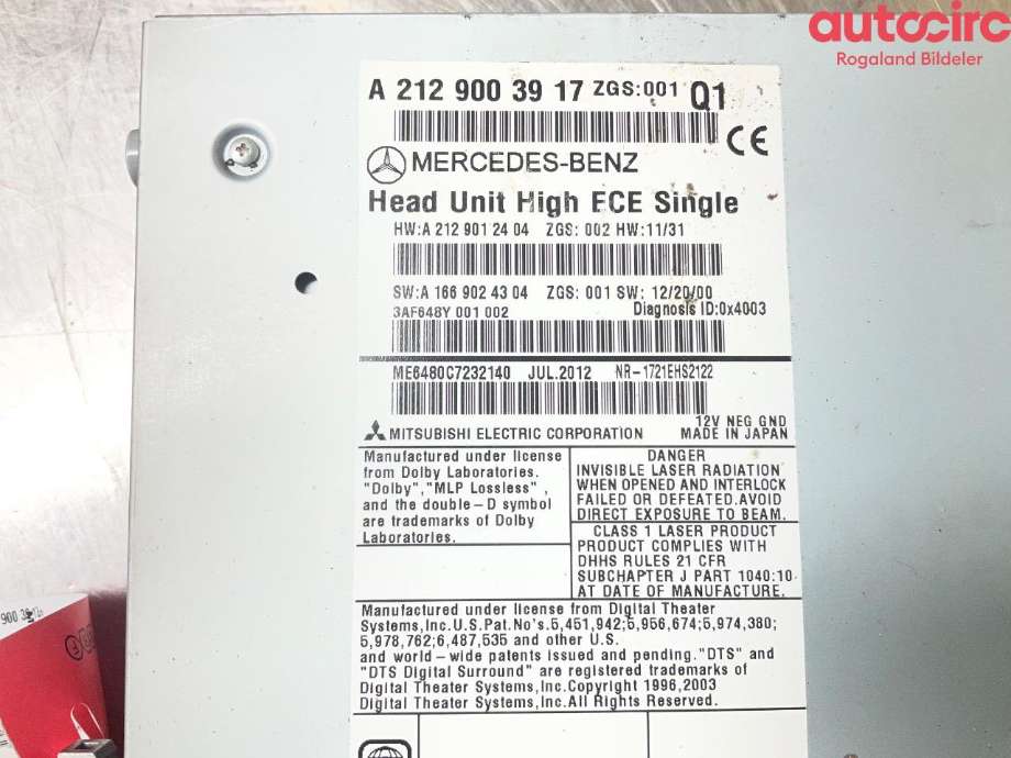 Bilstereo til Mercedes CLS 2011-2017 (C218) (C218) (MERCEDES|A 212 900 39 17|A 212 900 55 18|A 212 900 02 19)