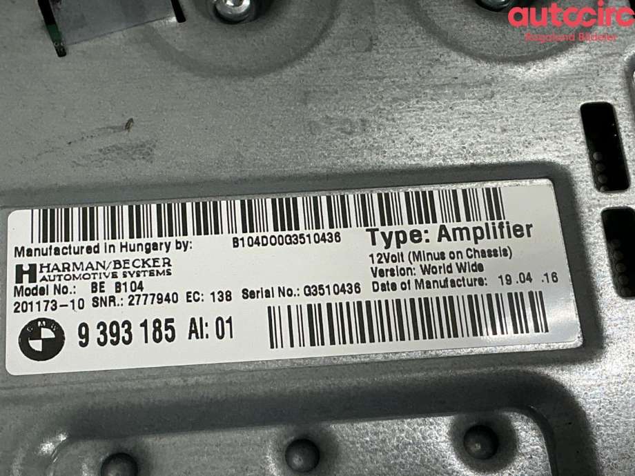 Bilstereo forsterker til BMW 3-Serie 2012-2018 (F30/F31/F34) (F30/F31/F34) (BMW|65 12 9 393 185)