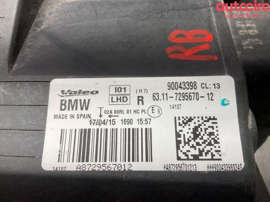 Frontlykt høyre halogen til BMW i3 2013-2022  (63 11 7 295 670|)