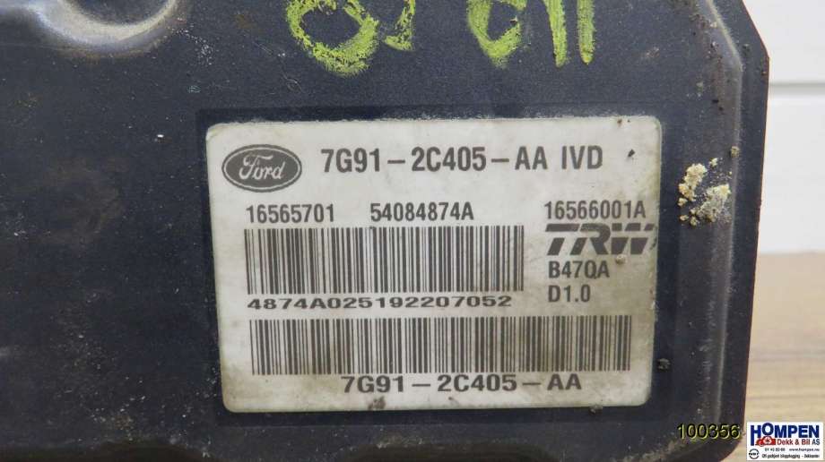 ABS sentral til Ford S-Max 2006-2010 (Type I, Fase 1)  (FORD|1762179||7G912C405AA)