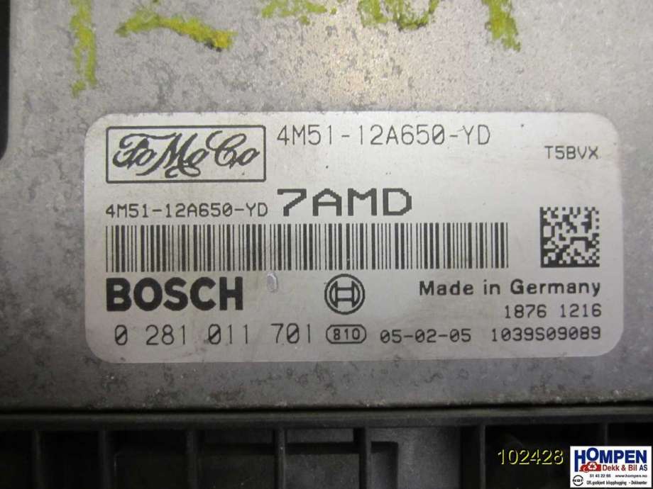 Styreenhet motor til Ford Focus 2004-2007 (Type II, Fase 1)  (FORD|1456750|0281011701|4M5112A650YD)