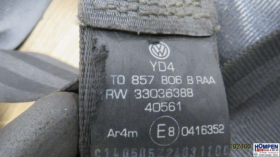 Sikkerhetsbelte bak høyre til VW Touran 2003-2006 (Type I, Fase 1)  (VOLKSWAGEN|1T0857806B|)