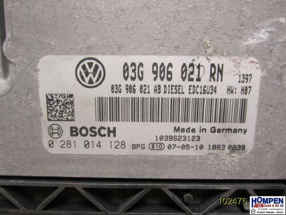 Styreenhet motor til VW Touran 2007-2010 (Type I, Fase 2)  (VOLKSWAGEN|03G906021RN|0281014128|)