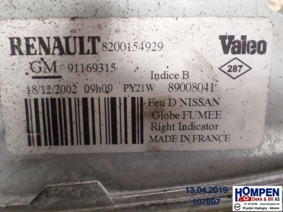 Blinklykt høyre til Nissan Primastar 2001-2006  (NISSAN|2613000Q0A||8200154929)