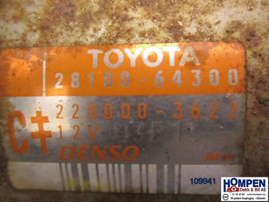 Starter diesel til Toyota Avensis, Verso 2001-2009  (TOYOTA|2810064300|2280003622|)