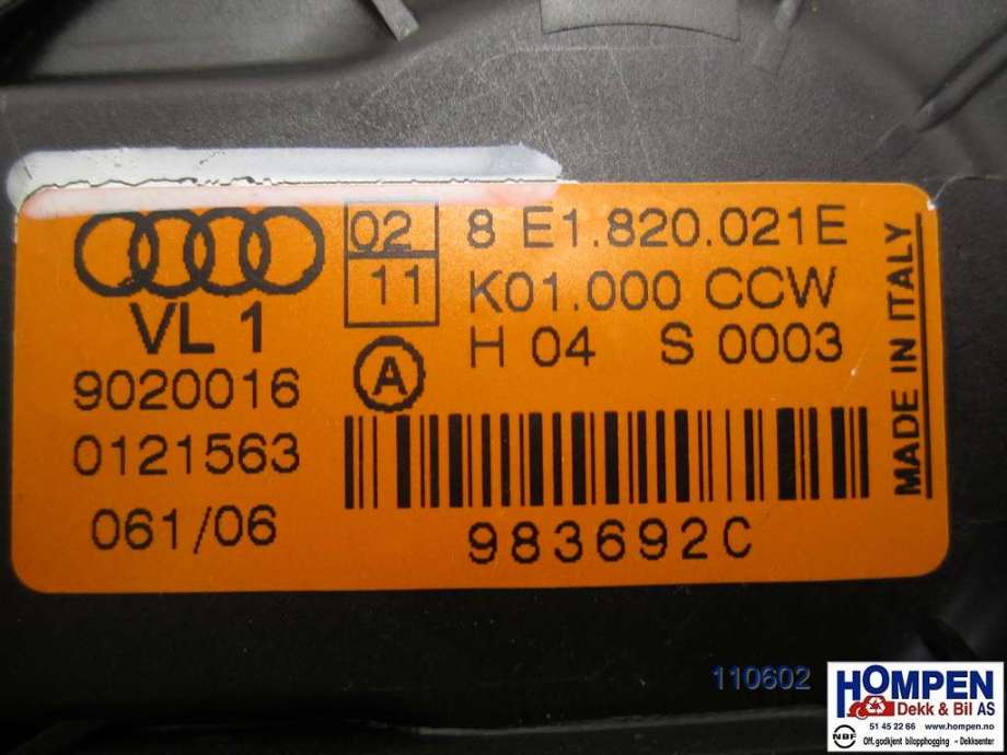 Varmeapparat motor til Audi A4 2004-2008 (Type III) (B7) (B7) (AUDI|8E1820021E|)