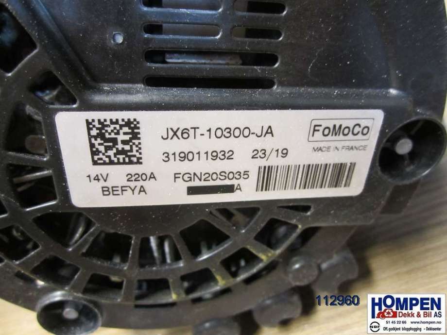 Dynamo til Ford Transit Connect 2018-->> Type II, Fase 2 (FORD|2457023||JX6T10300JA)