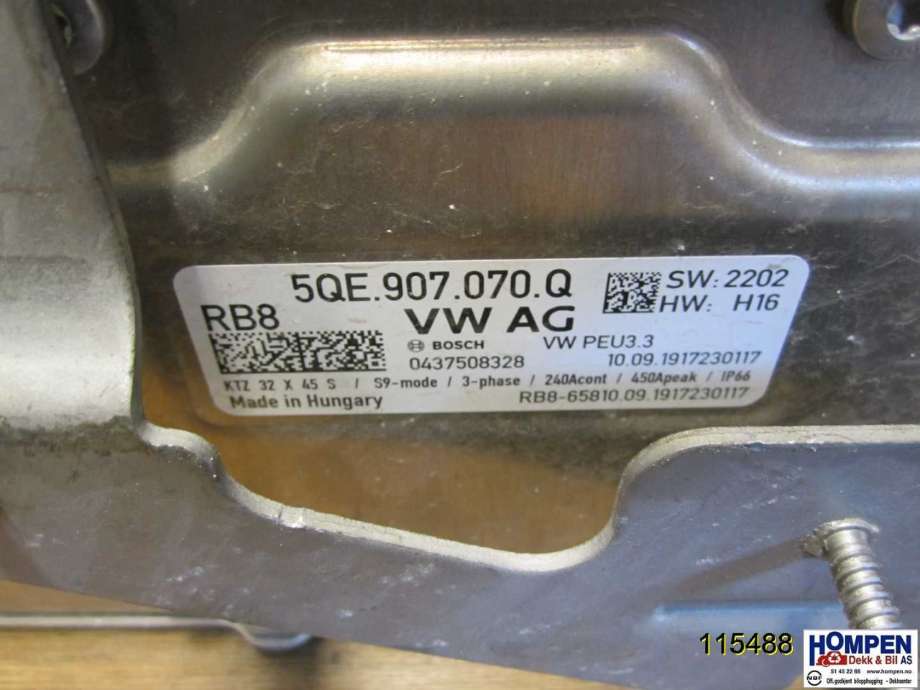 Inverter elbil til VW e-Golf 2017-2020 (Fase 2)  (VOLKSWAGEN|5QE907070Q|)